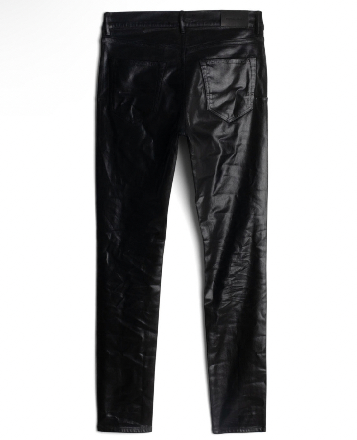 PURPLE BRAND, P001 SKINNY JEAN, LEATHER, BLACK, BACK