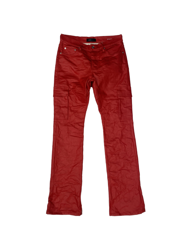 Purple Brand, P004 Flare Jean, Patent Film, Cargo, Red, Front